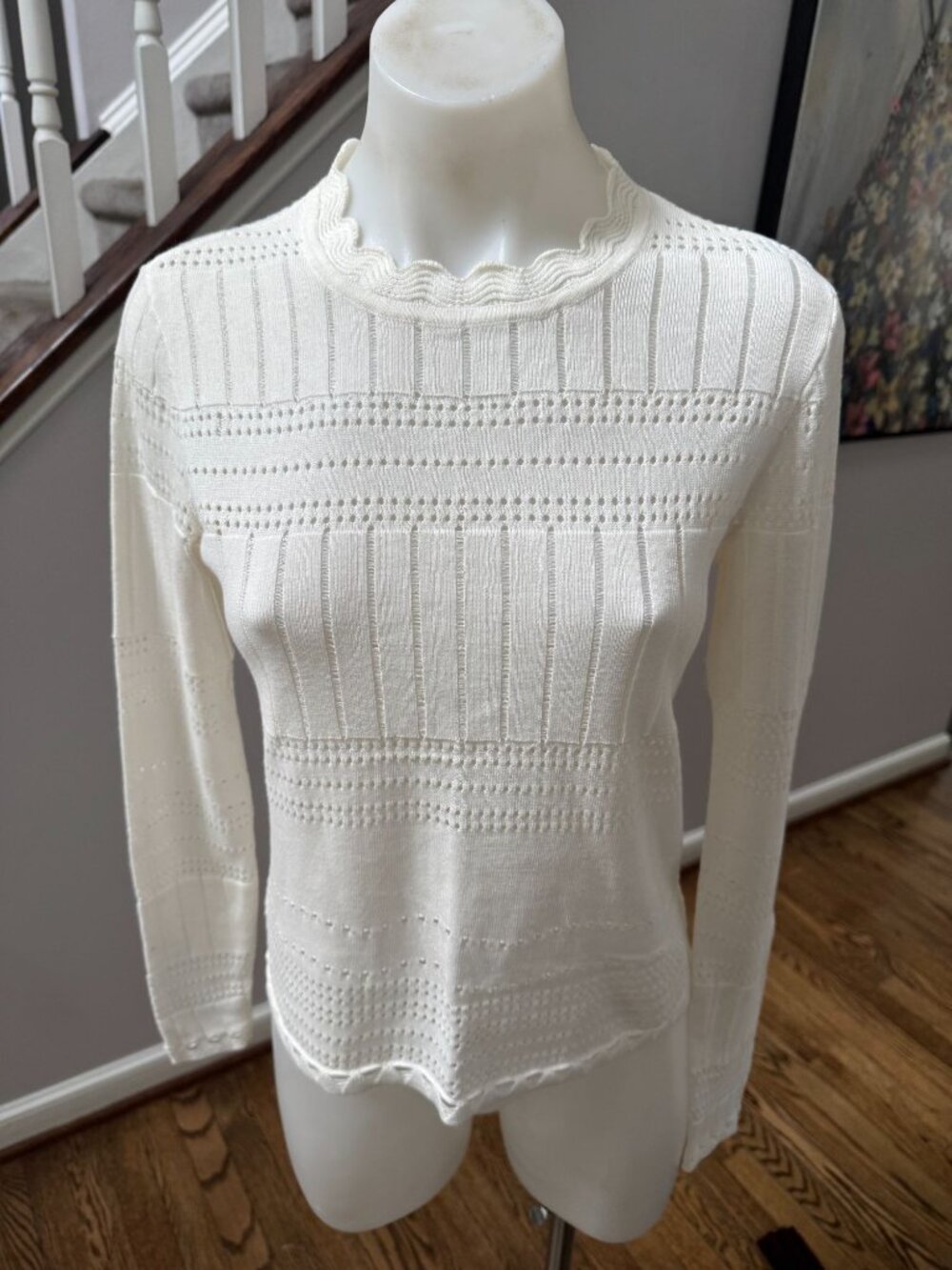Derek Lam 10 Crosby 100% Cotton Sheer Knit Top Sweater White XS